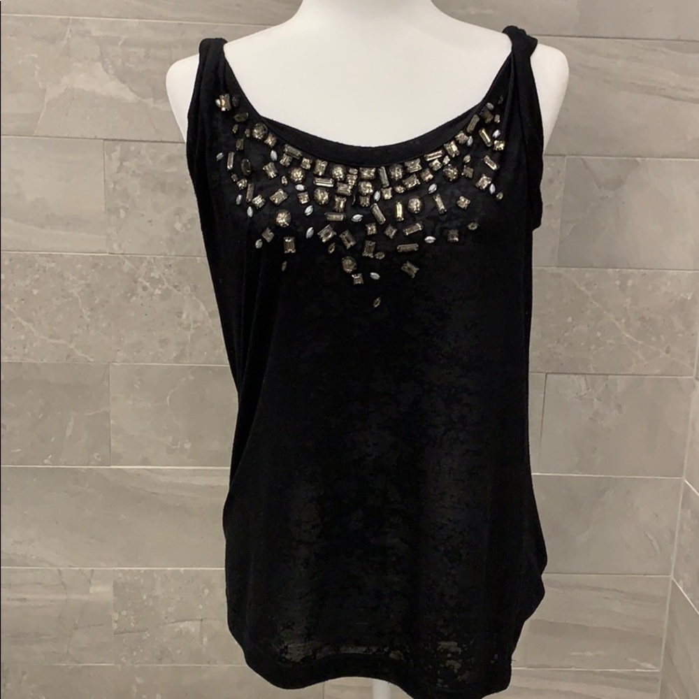 La ROK black embellished sleeveless low back top M